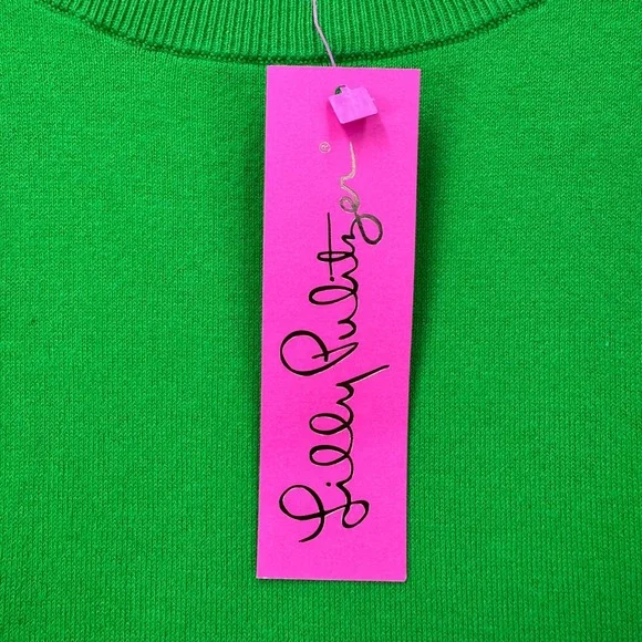 Lilly Pulitzer Morgen Sweater Womens L Sprout Green Crystal Button Embellished - Picture 4 of 11